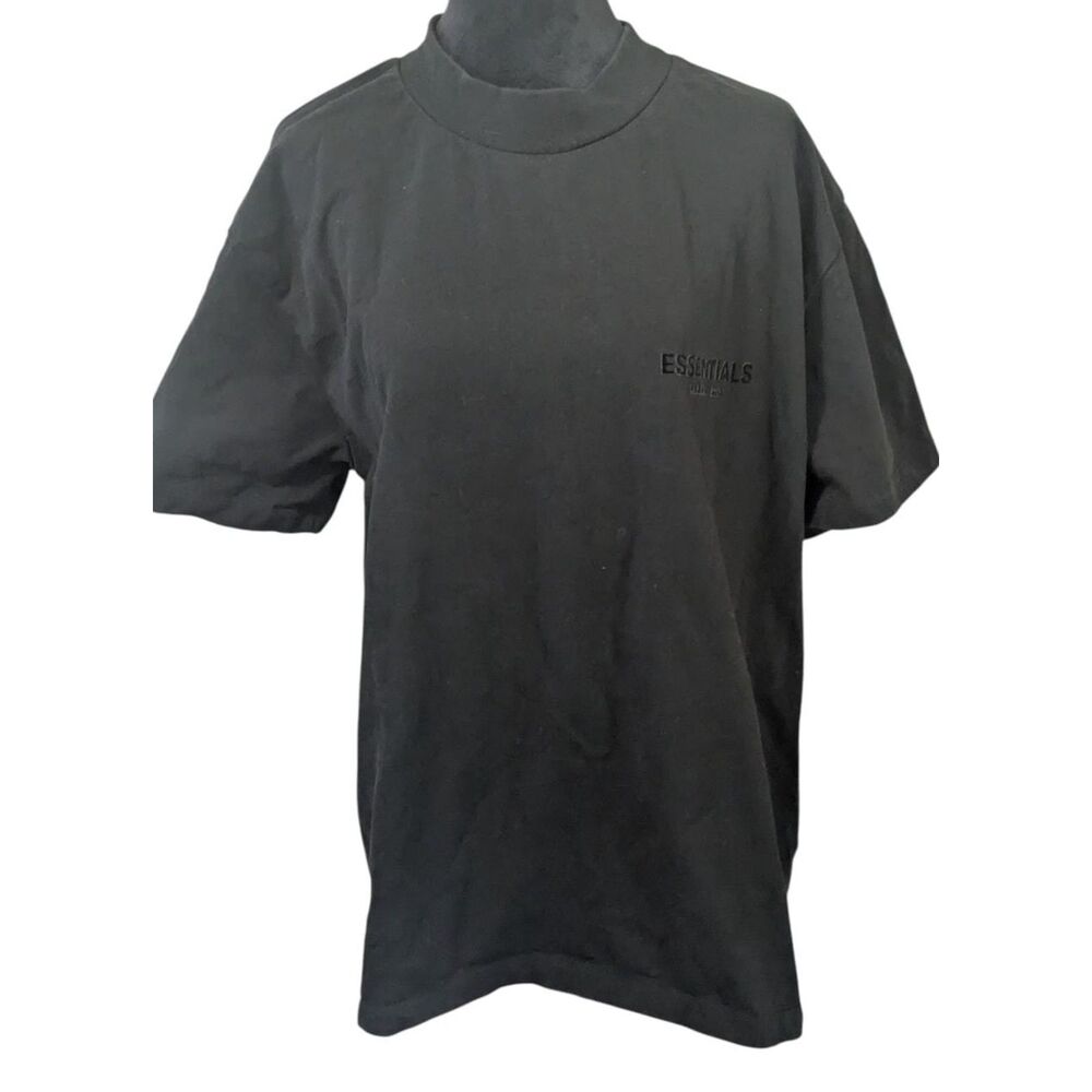 Fear of God ESSENTIALS T-Shirt - Black on Black Logo - Size S